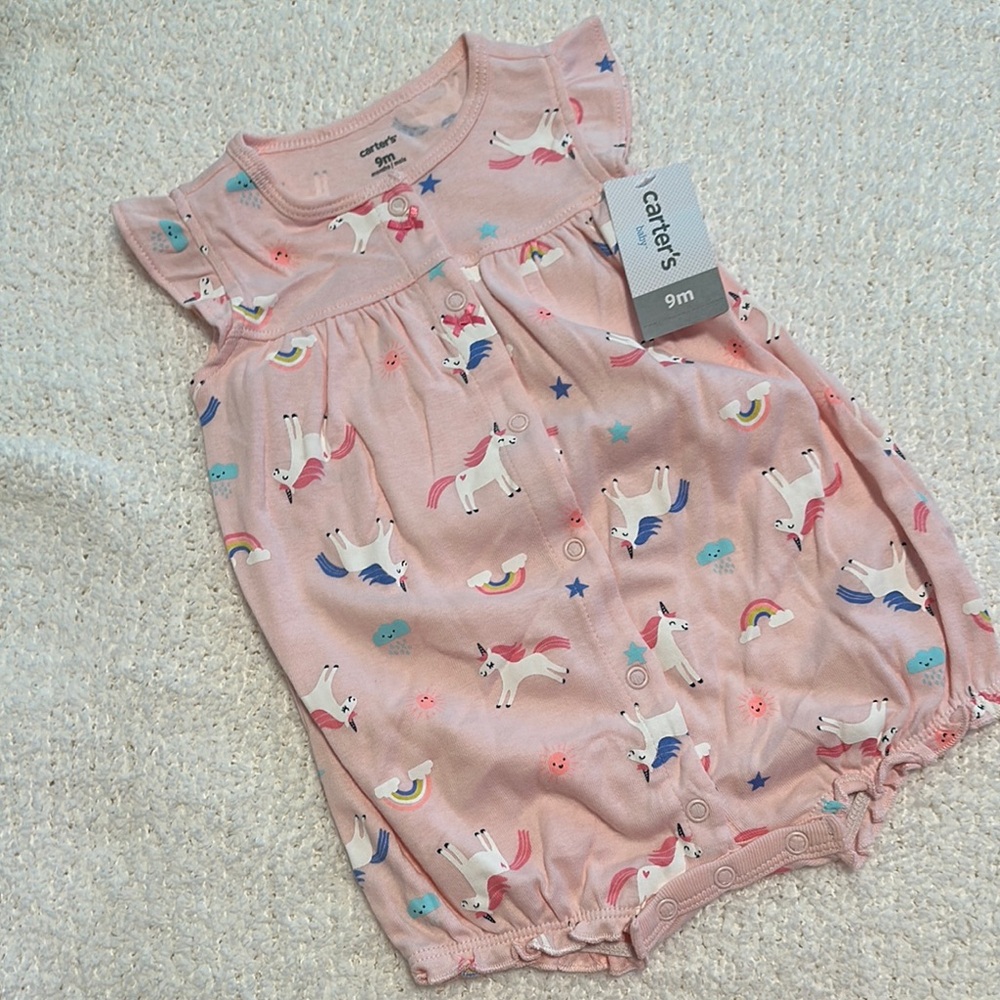 Carter's Pink Baby Romper with Unicorns